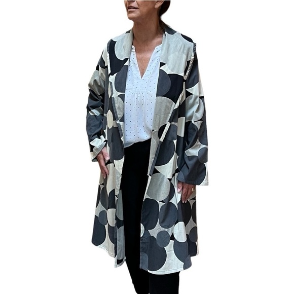 bryn Walker Jackets & Blazers - Bryn Walker Big Dot Print Open Front Art To Wear Lightweight Jacket Women Small